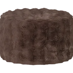 Olven poef laag fluffy stof bruin