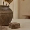Onderzetter Organische Titanium travertine - set van 4