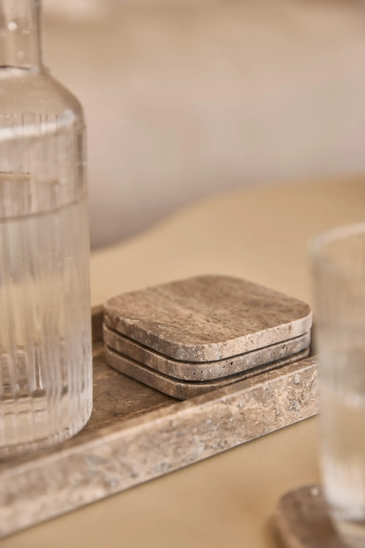 Onderzetter Organische Titanium travertine - set van 4