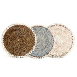 Onderzetter Rotan schelpjes naturel
