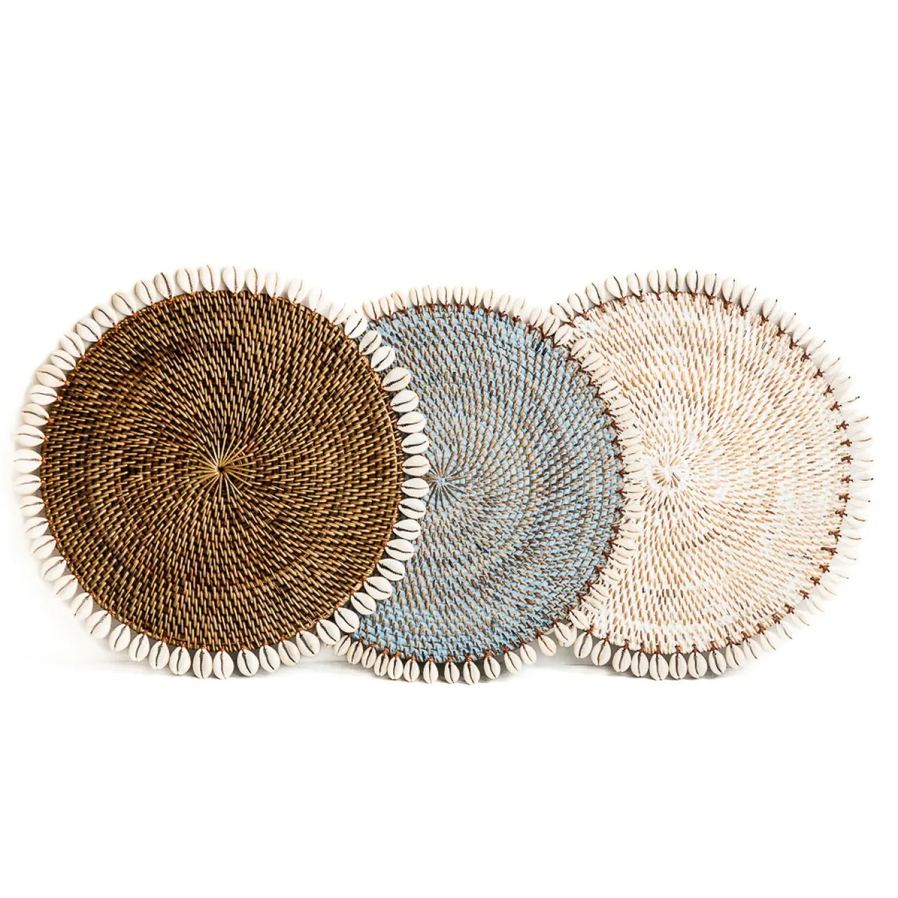 Onderzetter Rotan schelpjes wit