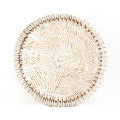 Onderzetter Rotan schelpjes wit