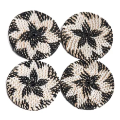 Onderzetter Rotan zwart/naturel - set van 4