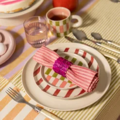 Ontbijtbord Bowie Stripe 21 cm pink