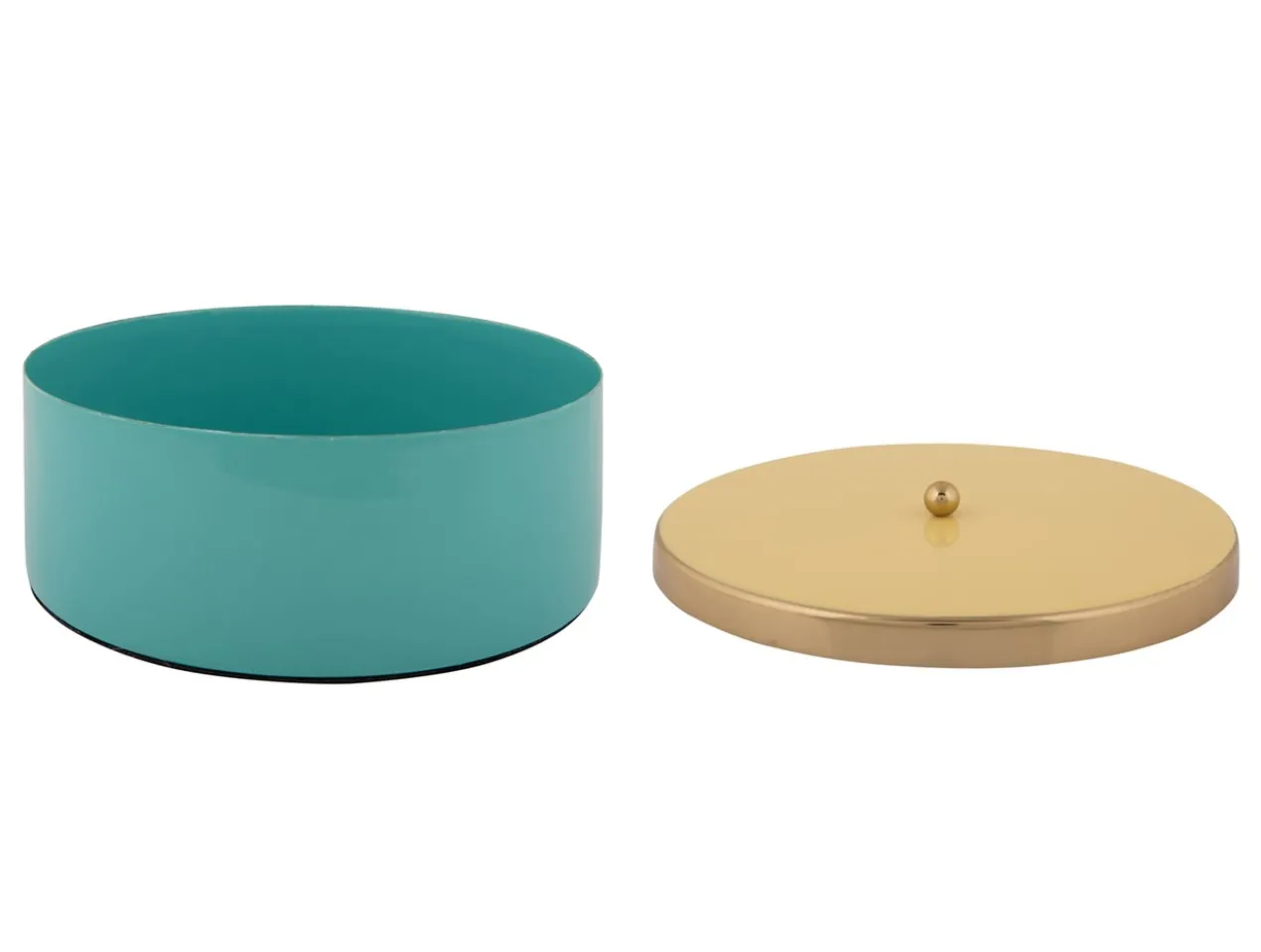 Opbergdoos Double Funky groot turquoise blauw m. zacht geel