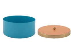 Opbergdoos Double Funky medium aqua blauw m. perzik oranje
