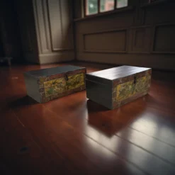 Opbergkist beschilderd uniek - set van 2