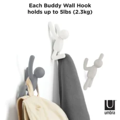 Ophanghaak Buddy assorti grijs – set van 3