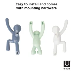 Ophanghaak Buddy wit mint blauw - set van 3