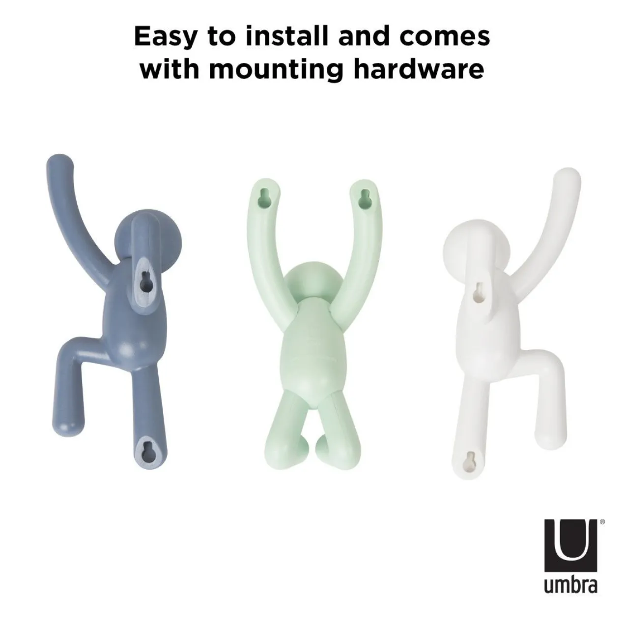 Ophanghaak Buddy wit mint blauw - set van 3