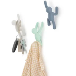 Ophanghaak Buddy wit mint blauw - set van 3