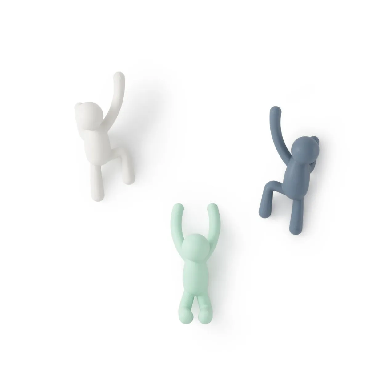 Ophanghaak Buddy wit mint blauw - set van 3