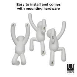 Ophanghaak Buddy wit – set van 3