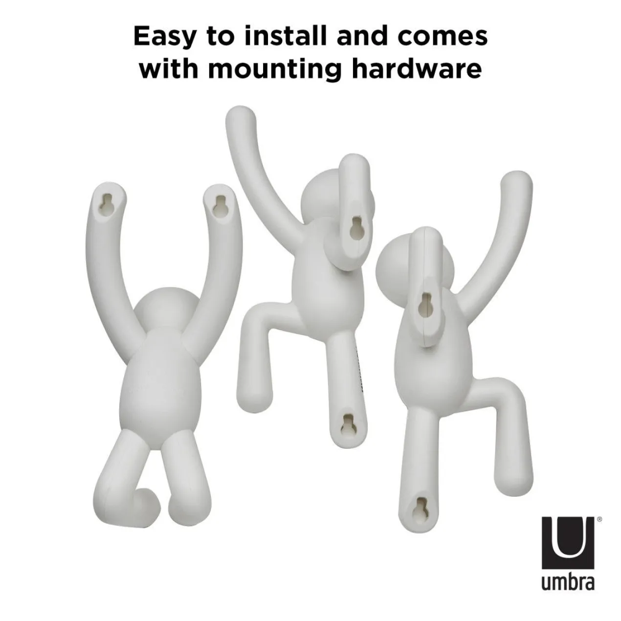 Ophanghaak Buddy wit – set van 3