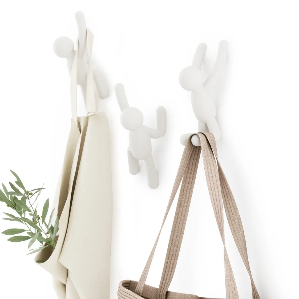 Ophanghaak Buddy wit – set van 3