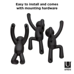 Ophanghaak Buddy zwart - set van 3