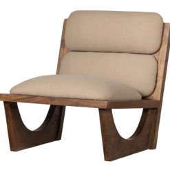 Opulent fauteuil boucle/hout naturel