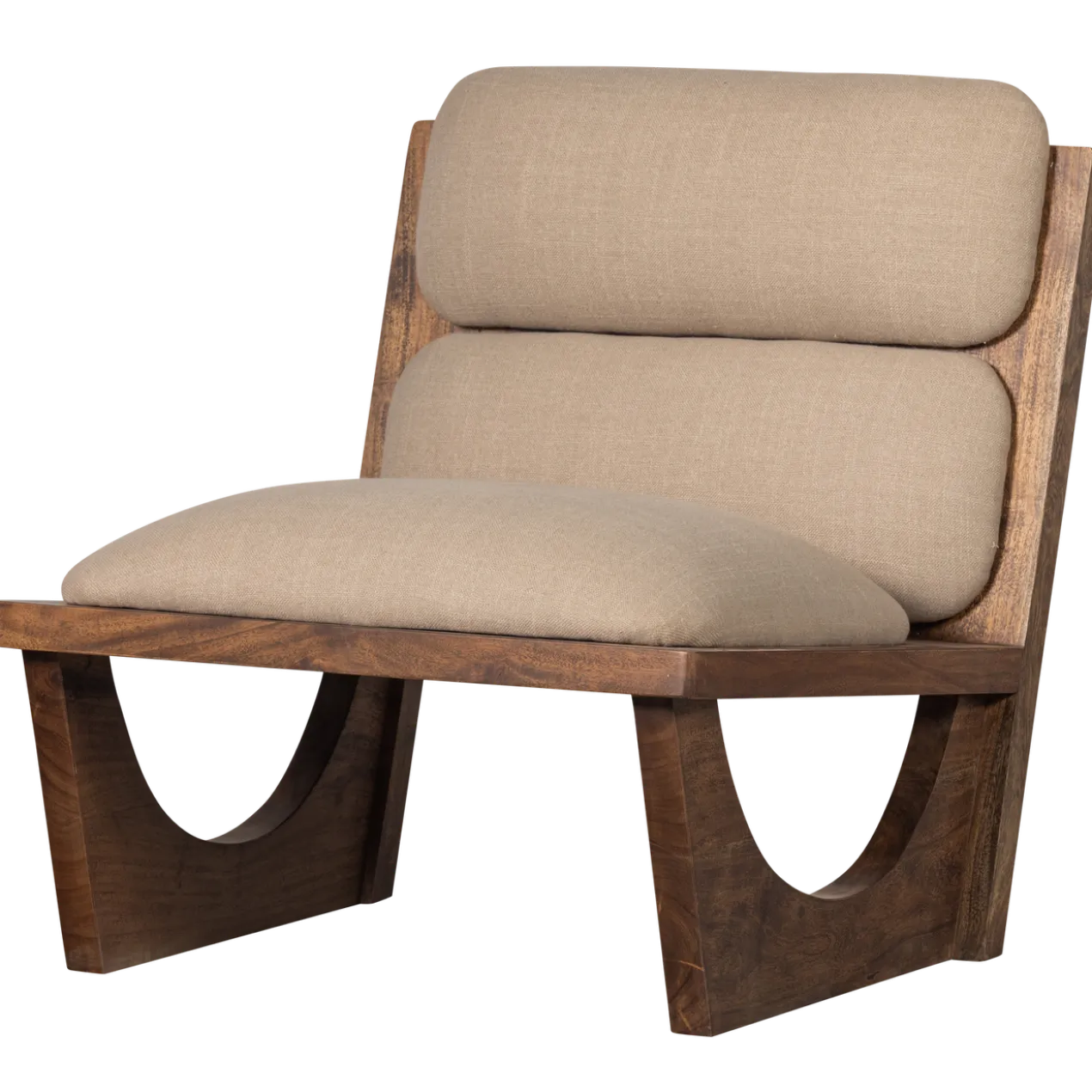 Opulent fauteuil boucle/hout naturel