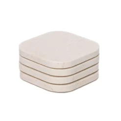 Organische marmer onderzetter beige - set van 4