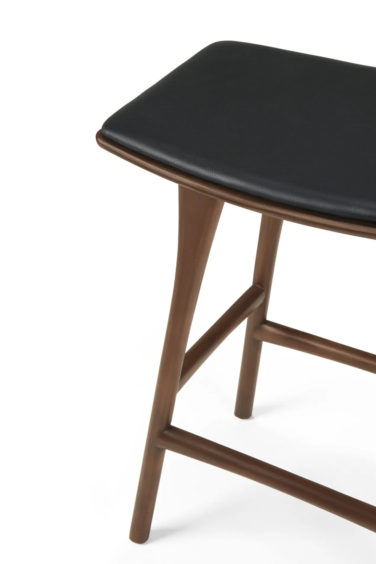 Osso hoge kruk 65 - bruin teak/zwart leer