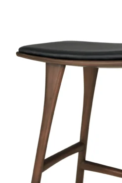 Osso hoge kruk 65 - bruin teak/zwart leer