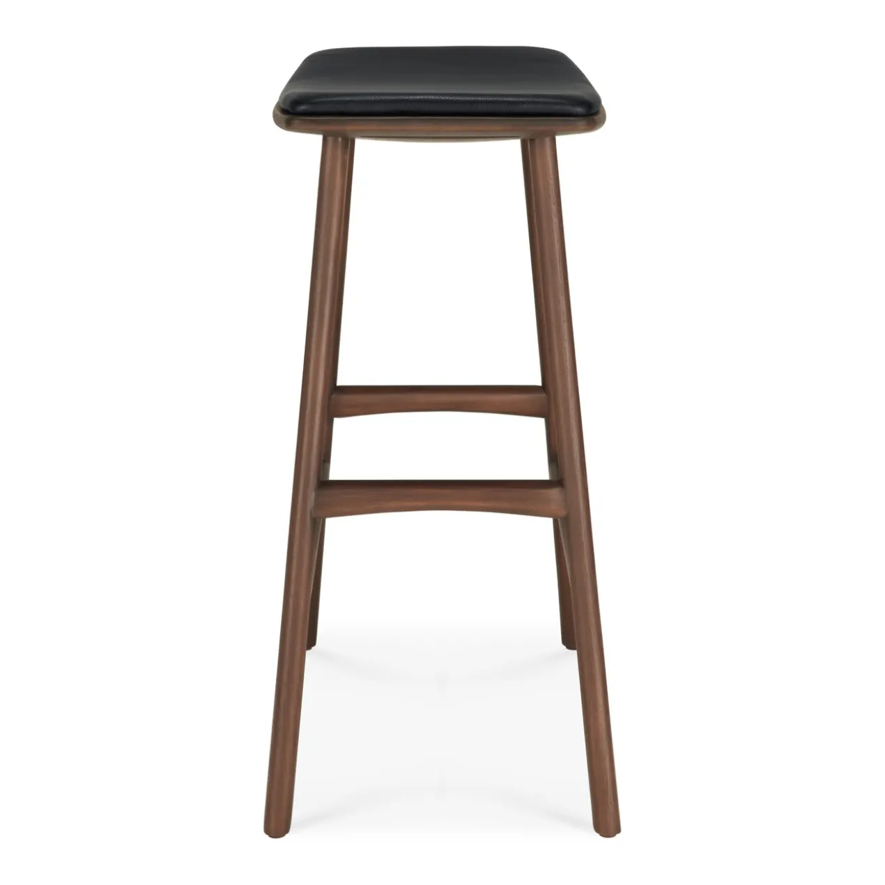 Osso hoge kruk 65 - bruin teak/zwart leer