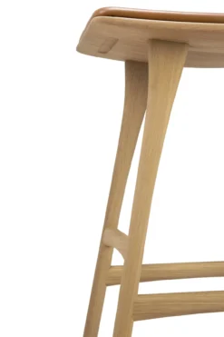 Osso hoge kruk 65 - eiken - cognac leer