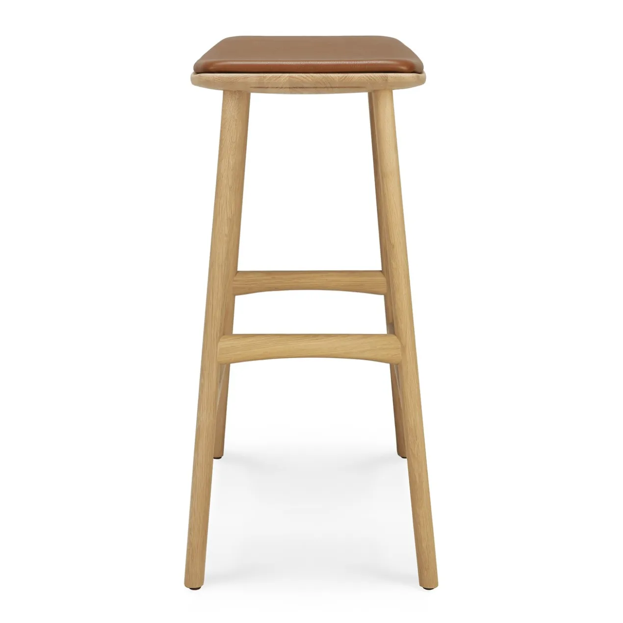 Osso hoge kruk 65 - eiken - cognac leer
