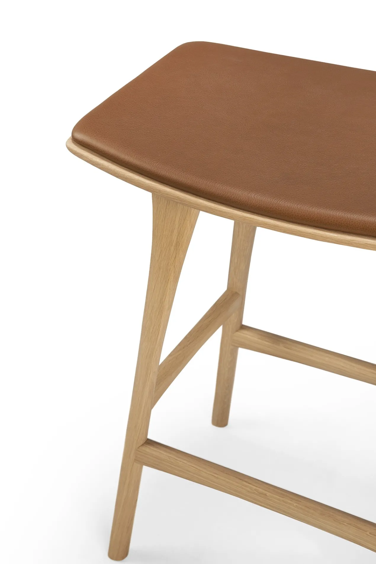 Osso hoge kruk 65 - eiken - cognac leer