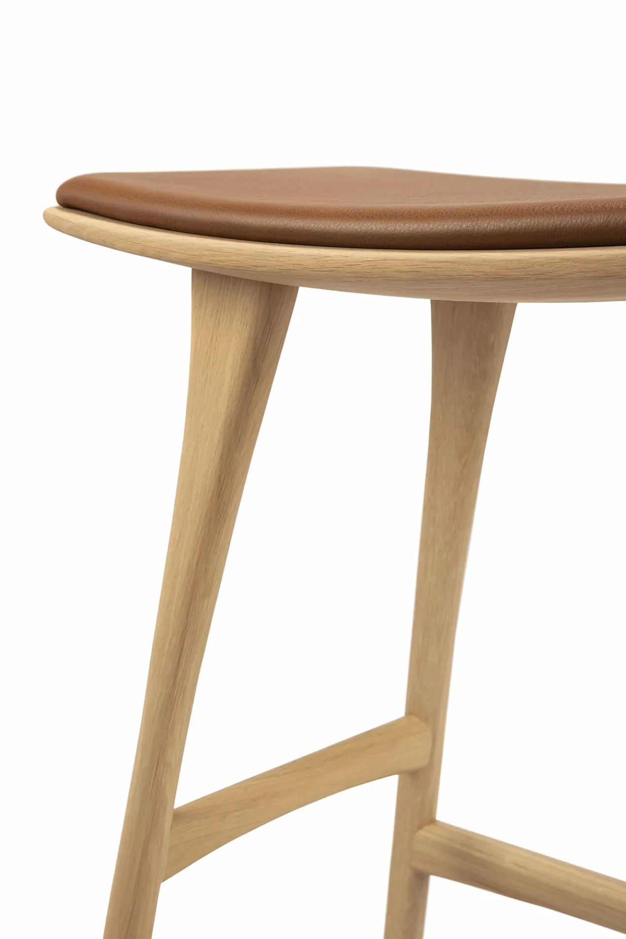 Osso hoge kruk 65 - eiken - cognac leer