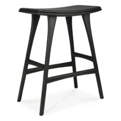 Osso hoge kruk 65 - zwart eiken - zwart leer