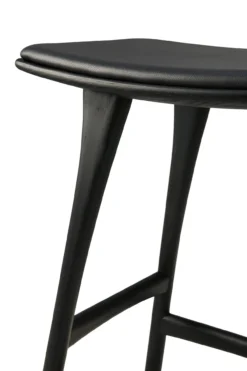 Osso hoge kruk 65 - zwart eiken - zwart leer