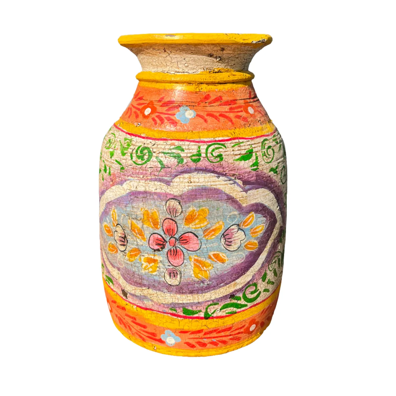 Oude pot Handbeschilderd H35 cm