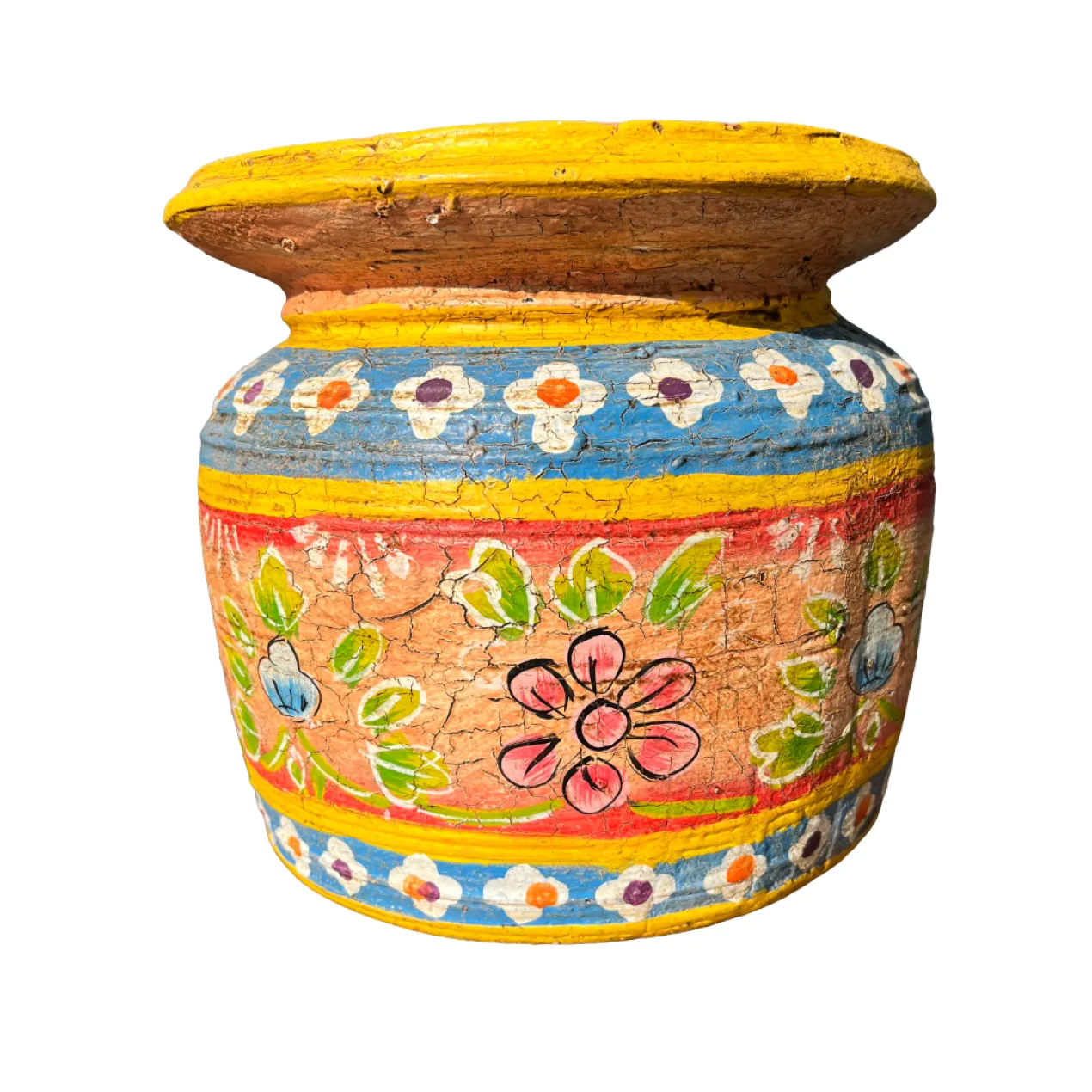 Oude pot Handbeschilderd H20 cm