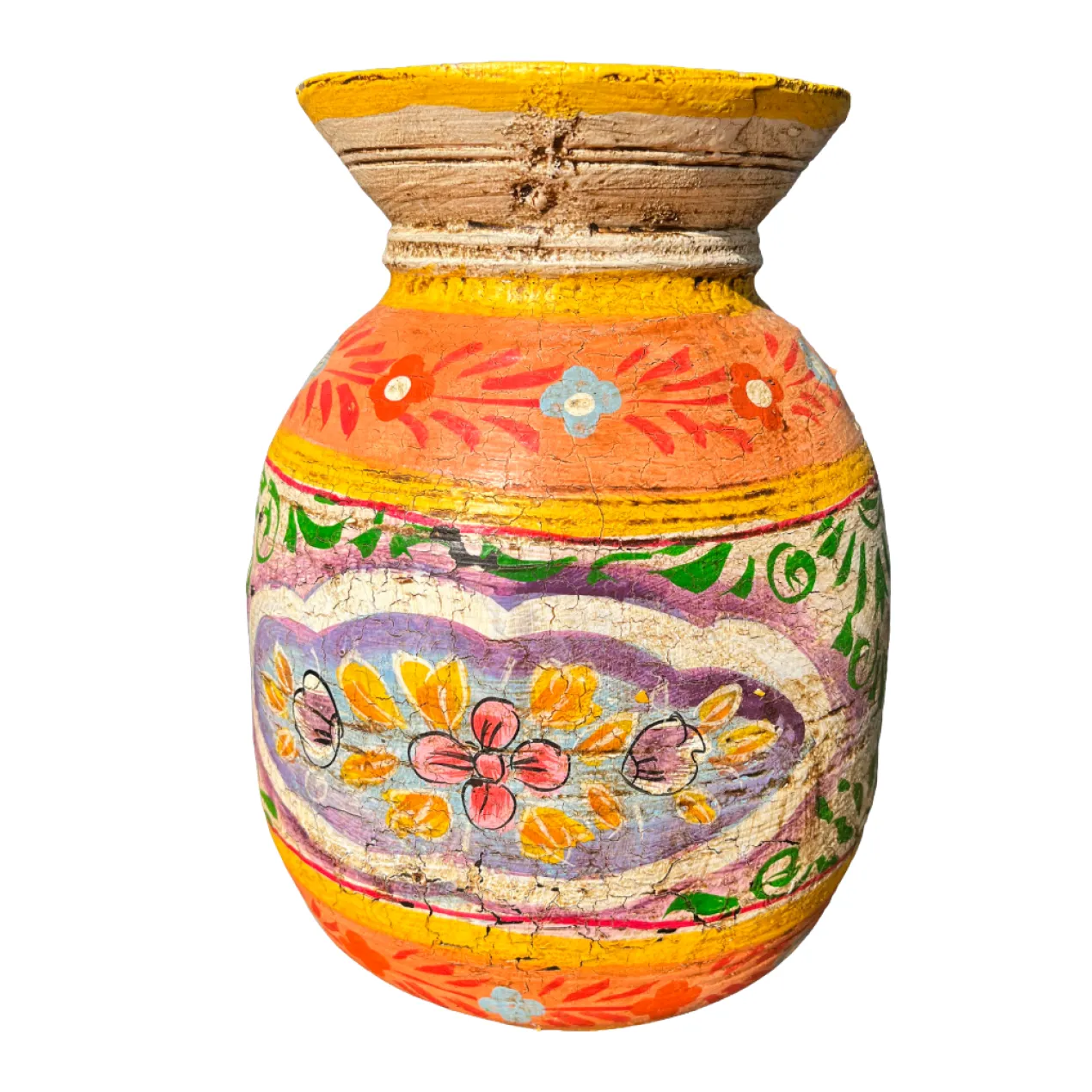 Oude pot handbeschilderd H31 cm