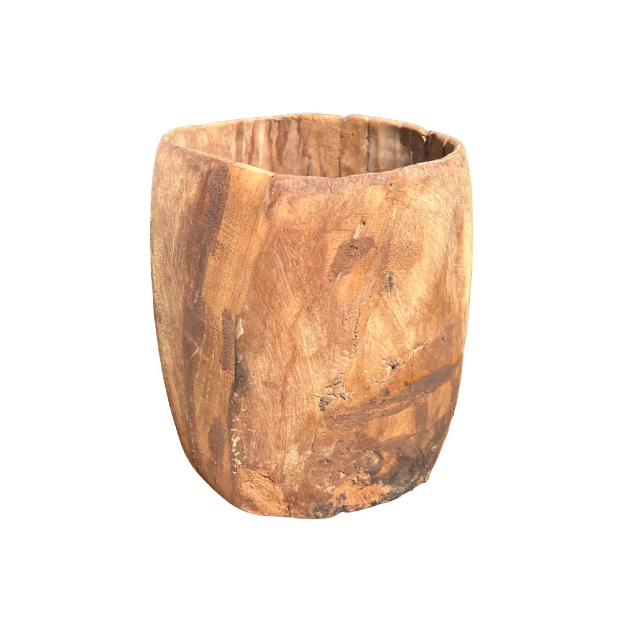 Oude pot hout 21x18 cm