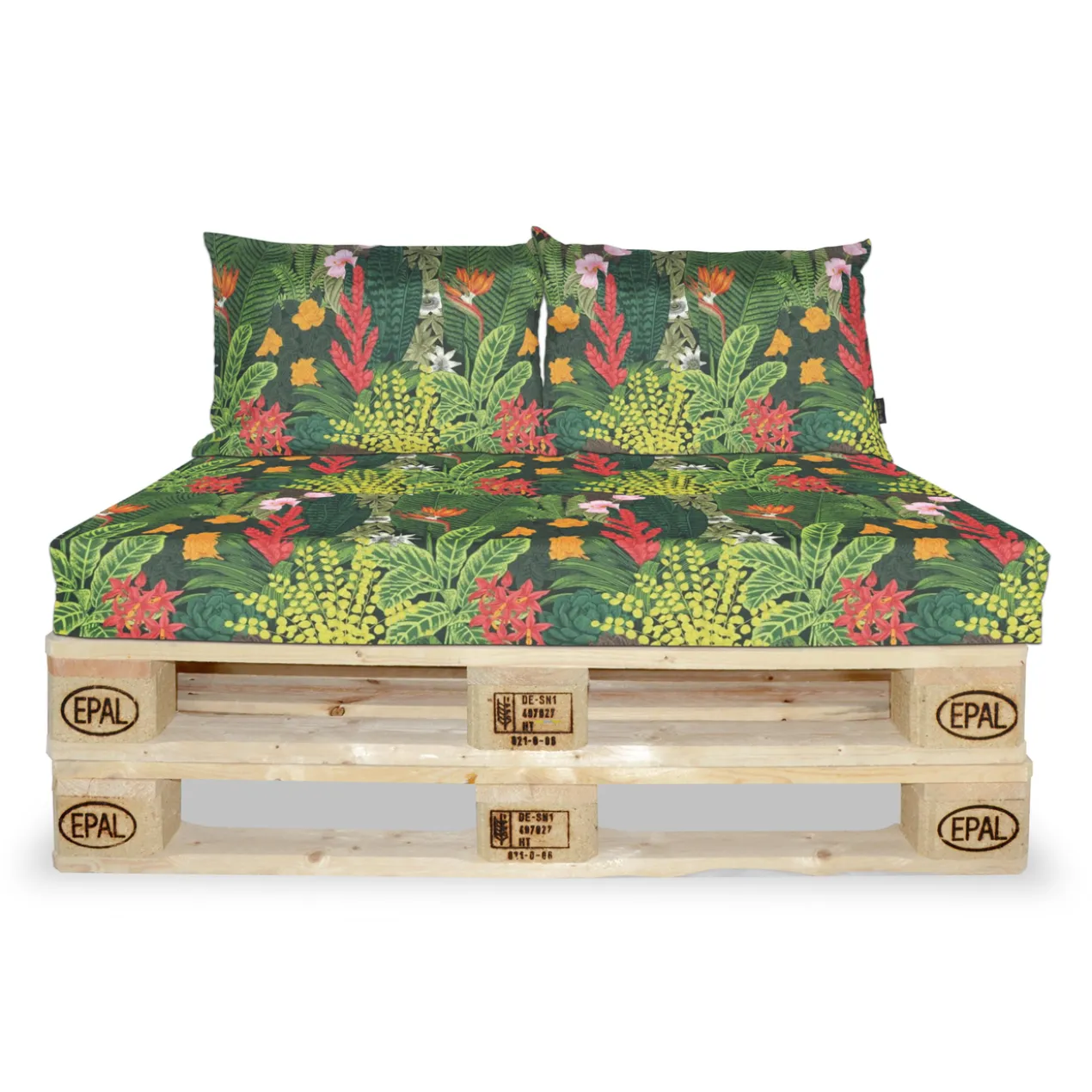 Palletkussen set bloemen jungle 120 x 80 x 12 cm