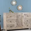 Pauri - Handgesneden Mangohouten Vintage Dressoir