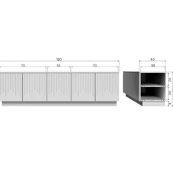 Pencil tv meubel grenen mist [fsc]