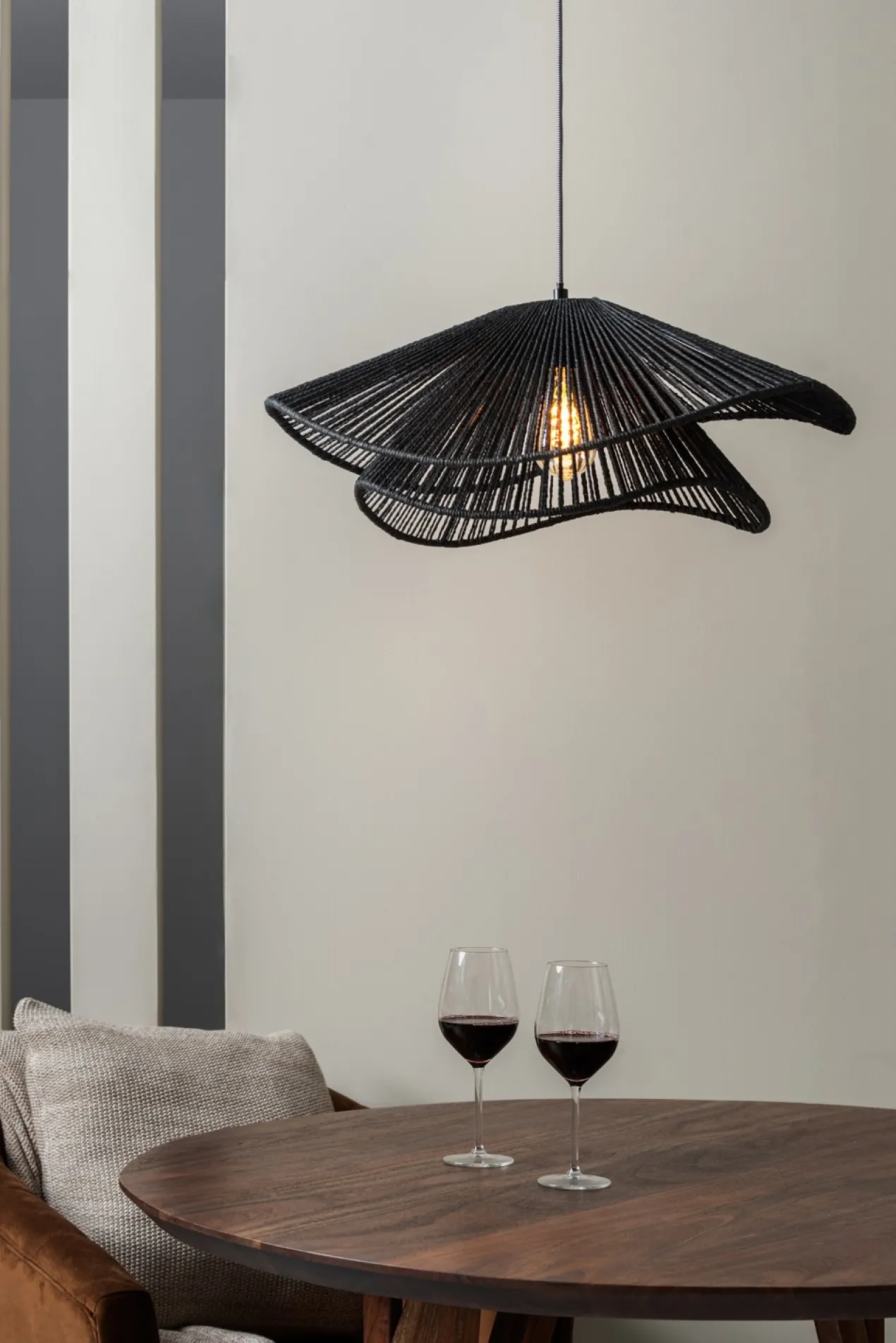 Pendant lamp Sombra double paper rope black