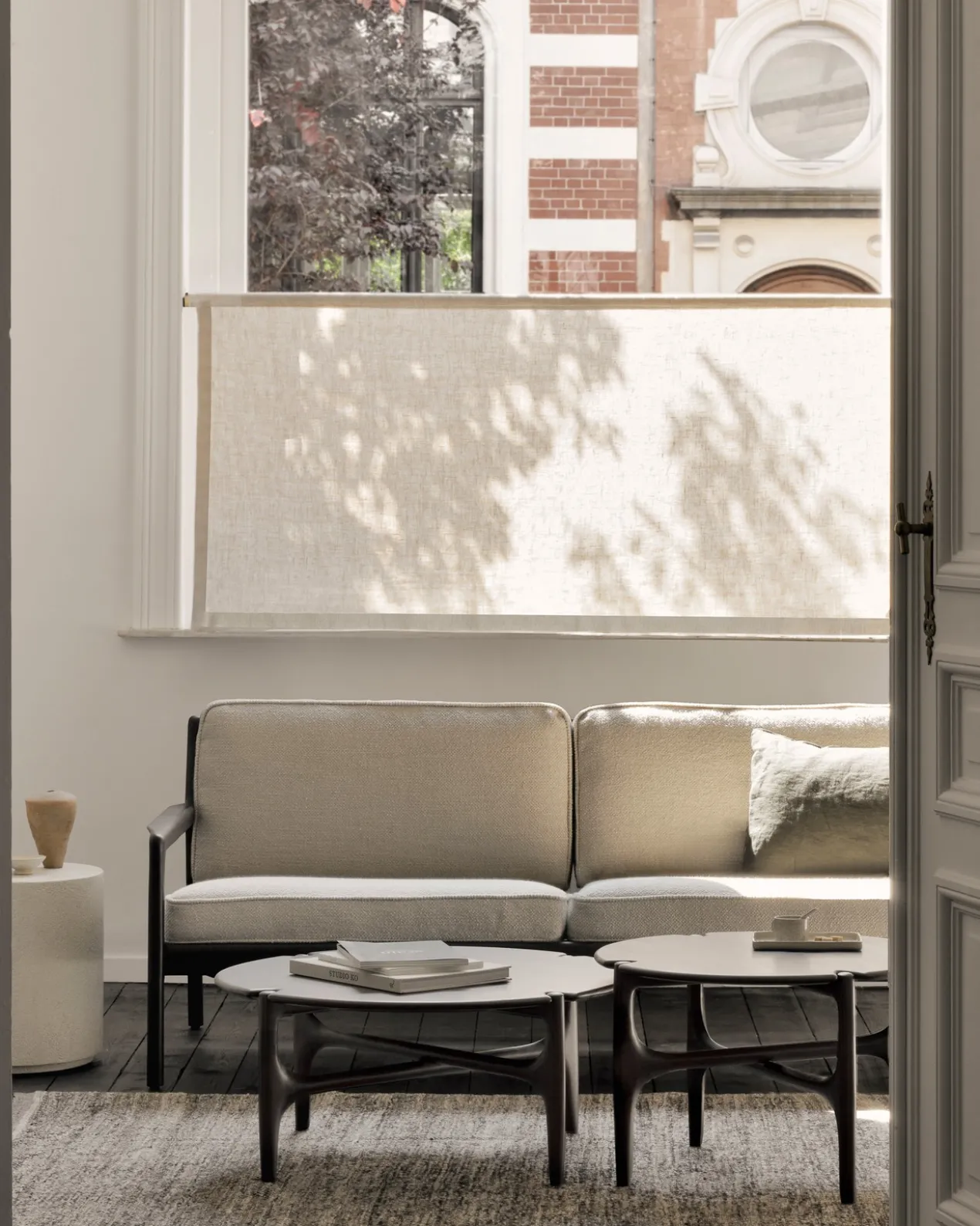 PI koffietafel rond - mahonie 80