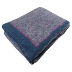 Plaid blauw fuchsia gebreid