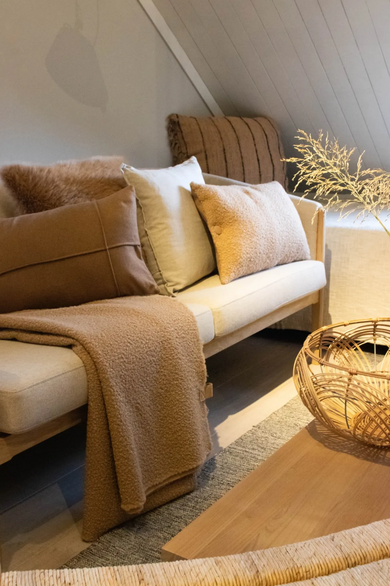 Plaid bouclé camel 150x170cm