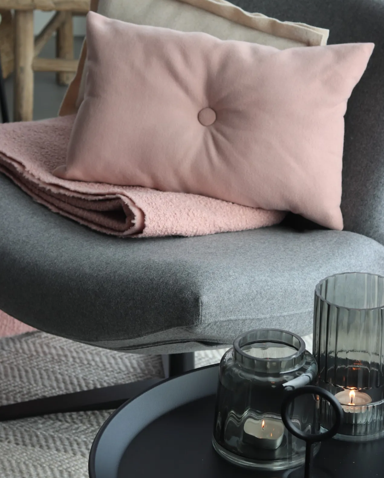 plaid boucle oud roze