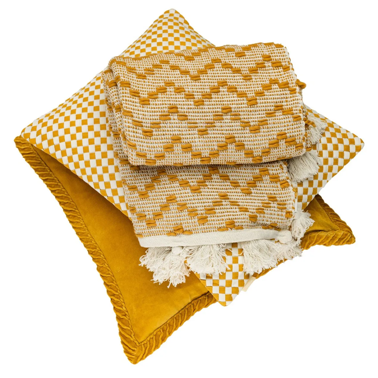 Plaid katoenmix wave ochre