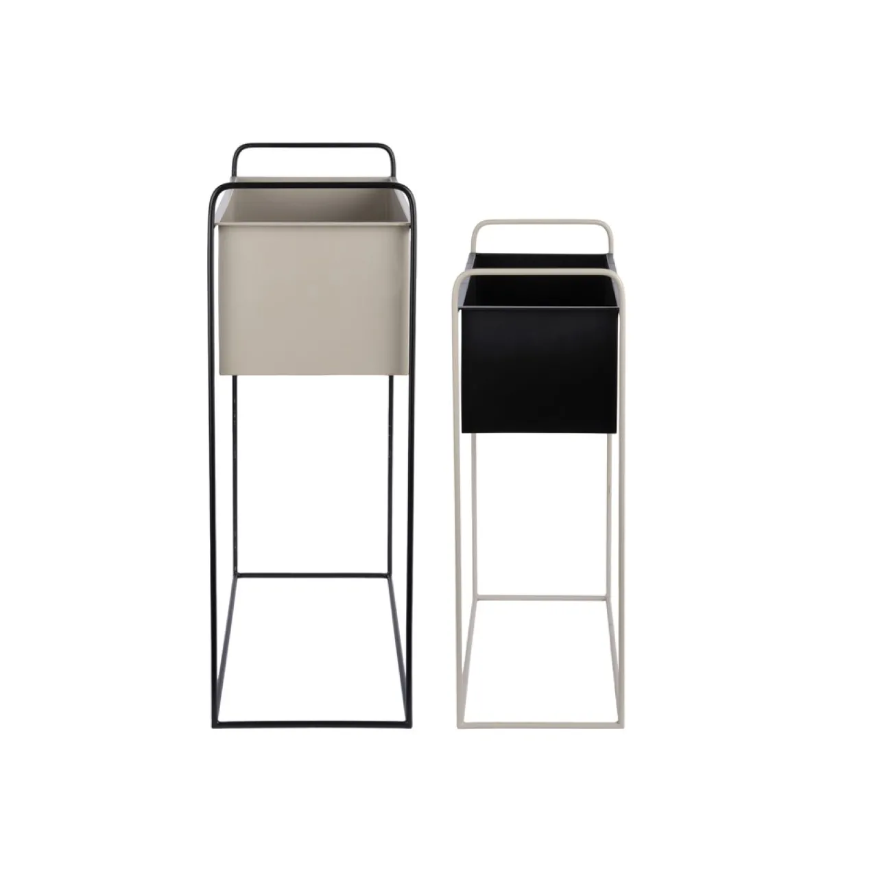 Plantenbak Reina black/warm grey - set van 2