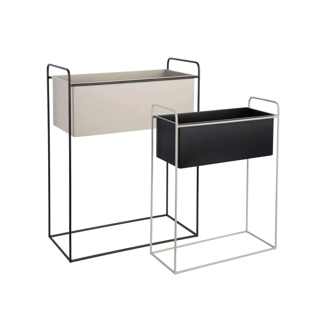 Plantenbak Reina black/warm grey - set van 2