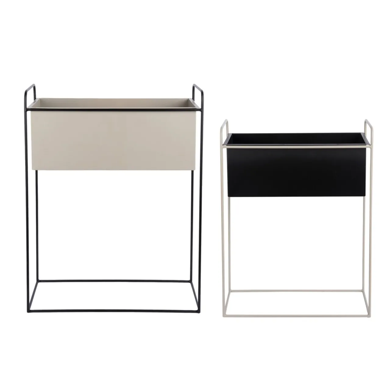 Plantenbak Reina black/warm grey - set van 2