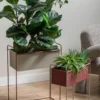 Plantenbak Reina burgundy/warm grey - set van 2