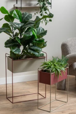 Plantenbak Reina burgundy/warm grey - set van 2